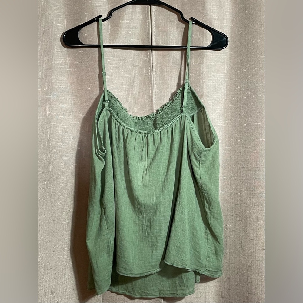 NWT Aerie Smocked Swing XL Olive Tank Top - Picture 2 of 7